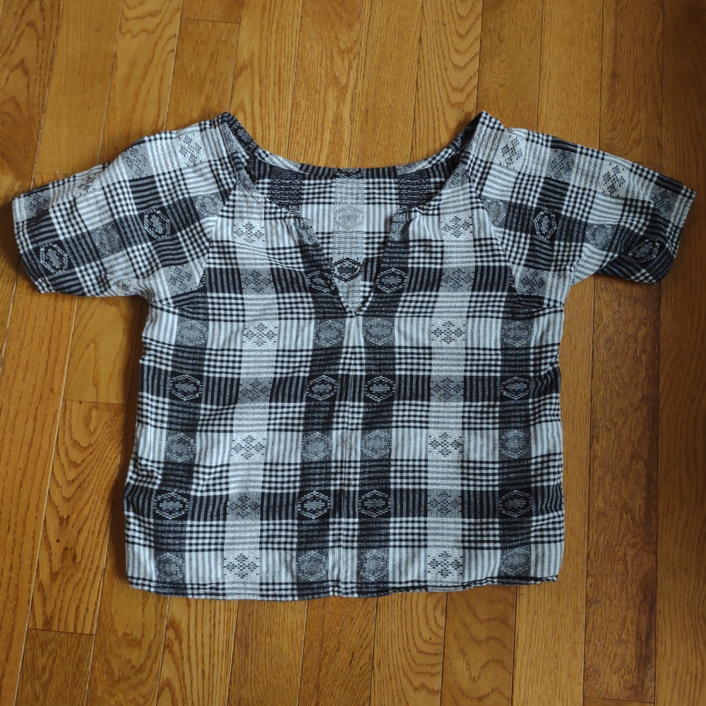 Ace & Jig Black and White Plaid Top